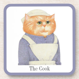 COOK CAT Hard Plastic Coasters + Text