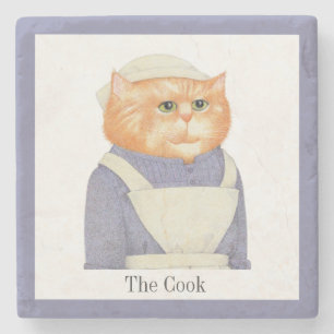 COOK CAT Marble Stone Coaster + Text