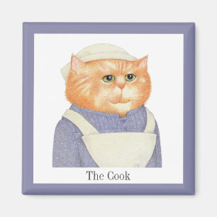 COOK CAT Square Magnet + Text