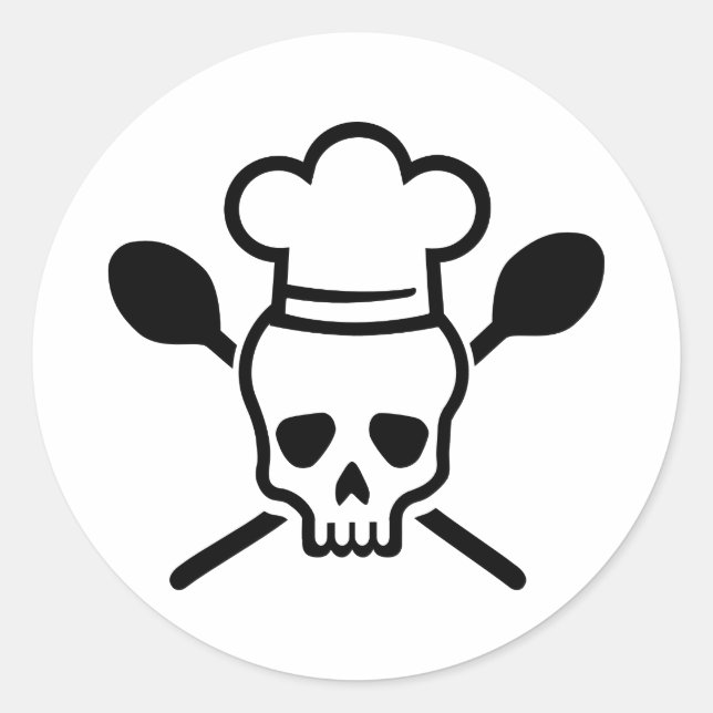 Cook chef skull classic round sticker (Front)