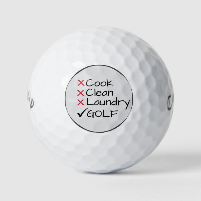 Cook Clean Laundry Golf Humour Balls (Front)