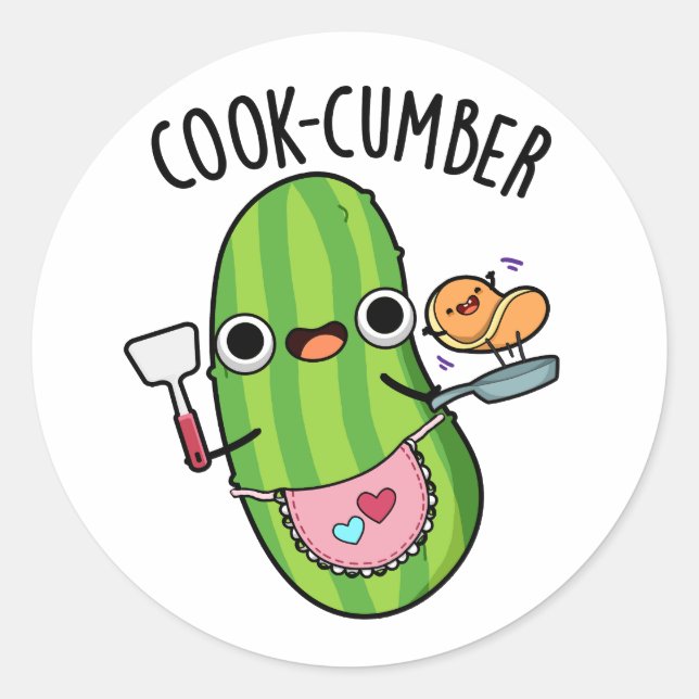 Cook-cumber Funny Cucumber Pun  Classic Round Sticker (Front)