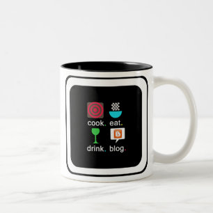 "Cook. Eat. Drink. Blog." Two-Tone Mug