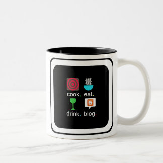 "Cook. Eat. Drink. Blog." Two-Tone Mug