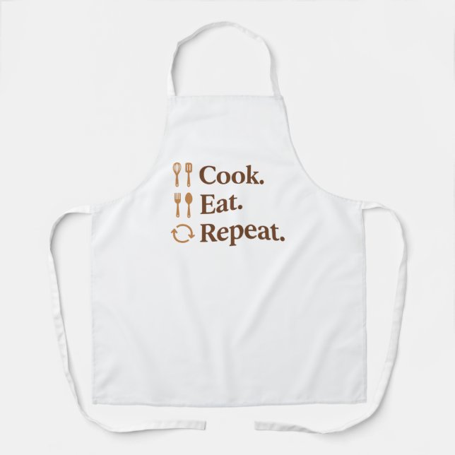 Cook Eat Repeat – Funny Chef Life Apron (Front)