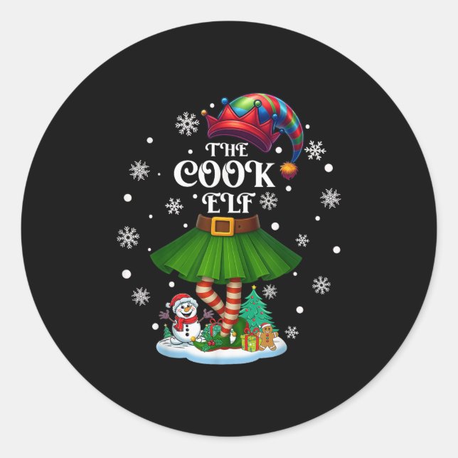 Cook Elf Squad Xmas Women Girls Mum Christmas Fami Classic Round Sticker (Front)