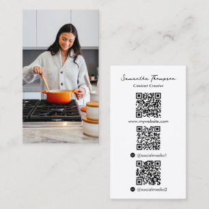 Cook Influencer Content Creator Photo 3 QR Codes Business Card