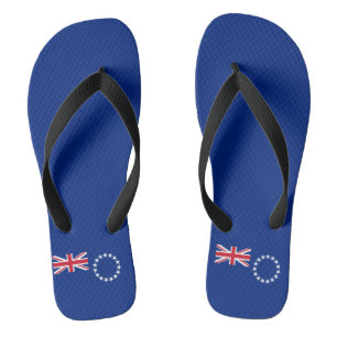 Cook Islands flag Adult Flip Flops Wide Straps