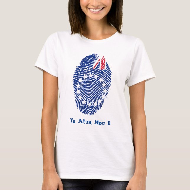 Cook Islands Flag Fingerprint T-Shirt (Front)