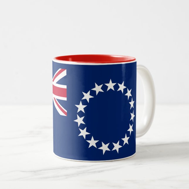 Cook Islands Flag Two-Tone Coffee Mug (Front Right)