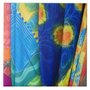 Cook Islands, Rarotonga. Batik cloth Punanga Nui Tile