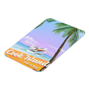 Cook Islands Vintage travel beach poster. Magnet