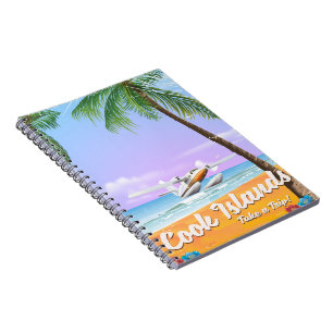 Cook Islands Vintage travel beach poster. Notebook