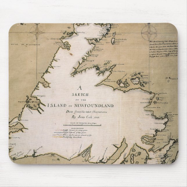 COOK: NEWFOUNDLAND, 1763 MOUSE MAT (Front)