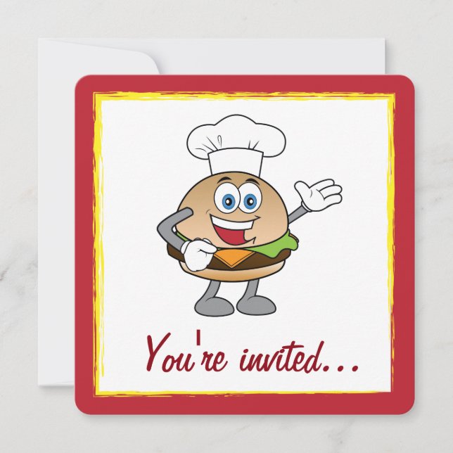 Cook-Out with Cheeseburger Invitation (Front)