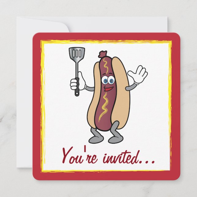 Cook-Out with Hot Dog Invitation (Front)