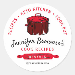 Cook Pot Recipes Food Blog Classic Round Sticker