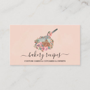 Cook Recipe Whisk Dough Bowl Blush Pink Business Card