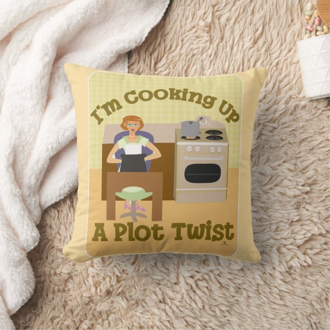 Cook Up Plot Twist Retro Housewife Writer Cushion (Blanket)