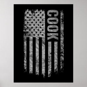 Cook USA Flag Distressed design Poster