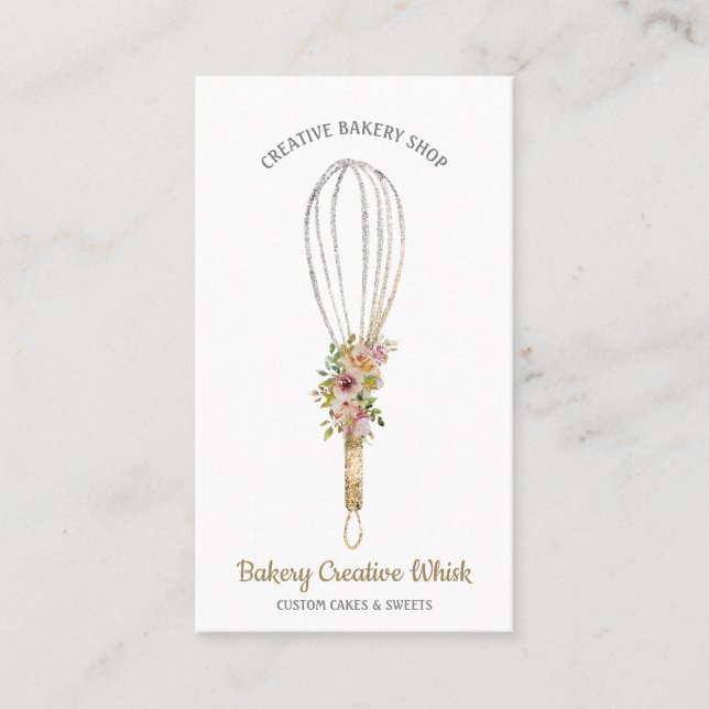 Cook Whisk logo pastry boho Business Card (Front)