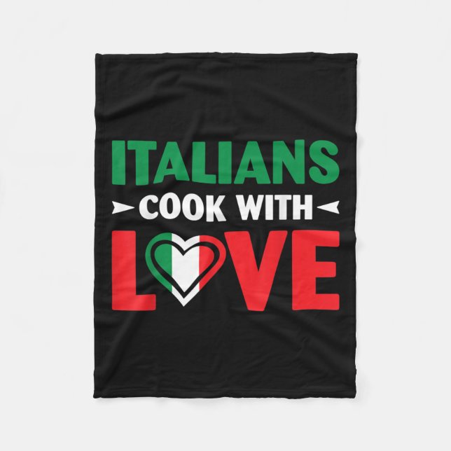 Cook With Love Italian Chef Funny Sayings Quotes  Fleece Blanket (Front)
