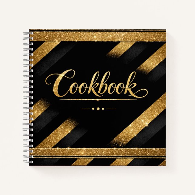 Cookbook - Black Gold Script Recipe Book (Front)