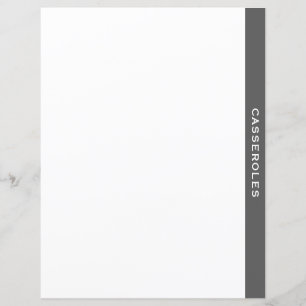 Cookbook Divider   Grey & White   Casseroles 