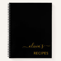 Cookbook Recipe Black Gold Monogram