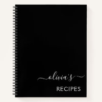 Cookbook Recipe Black White Monogram