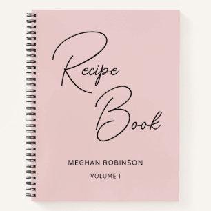 Cookbook Recipe Blush Pink Girly Monogram Notebook