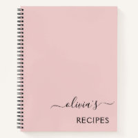 Cookbook Recipe Blush Pink Girly Monogram