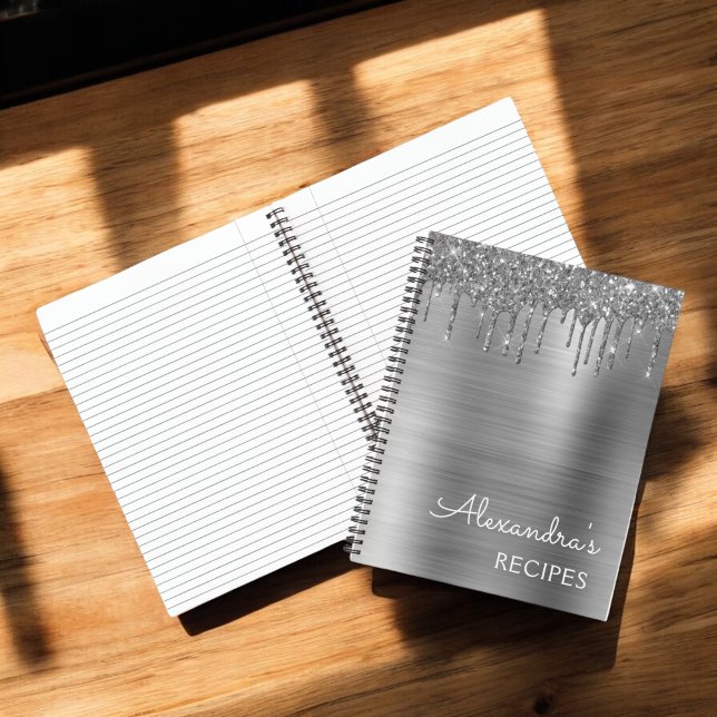 Cookbook Recipe Book Silver Glitter Monogram (Creator Uploaded)