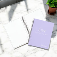 Cookbook Recipe Lavender Purple Girly Monogram
