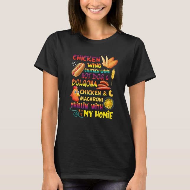 Cooked Chicken Wing Chicken Wing Hot Dog Bologna M T-Shirt (Front)