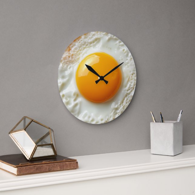 Cooked fried egg with golden yolk large clock (Office)