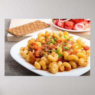 Cooked pasta cavatappi closeup poster