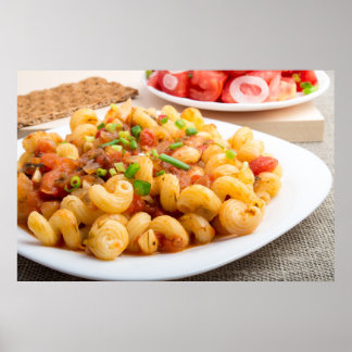 Cooked pasta cavatappi with vegetables sauce poster