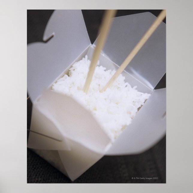 Cooked Rice in a To-go Container Poster (Front)