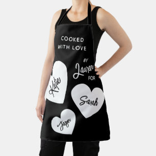 Cooked With Love Black & White Personalized Apron