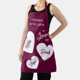 Cooked With Love Personalised Burgundy Apron