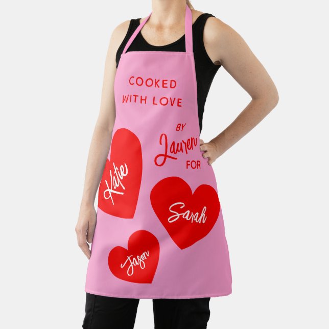 Cooked With Love Personalised Pink Apron (Insitu)