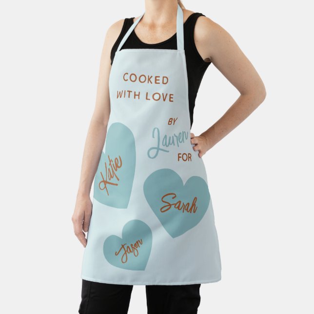 Cooked With Love Personalised Soft Blue Apron (Insitu)