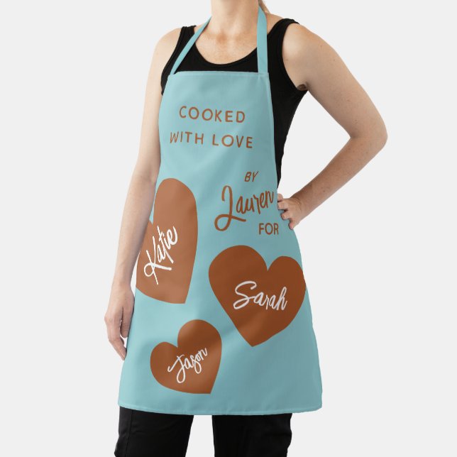 Cooked With Love Personalised Soft Teal Apron (Insitu)