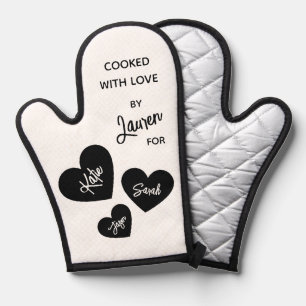 Cooked With Love Personalized Black & White Oven Mitt