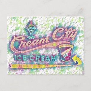 Cookeville, TN Cream City Neon Sign Watercolor Postcard