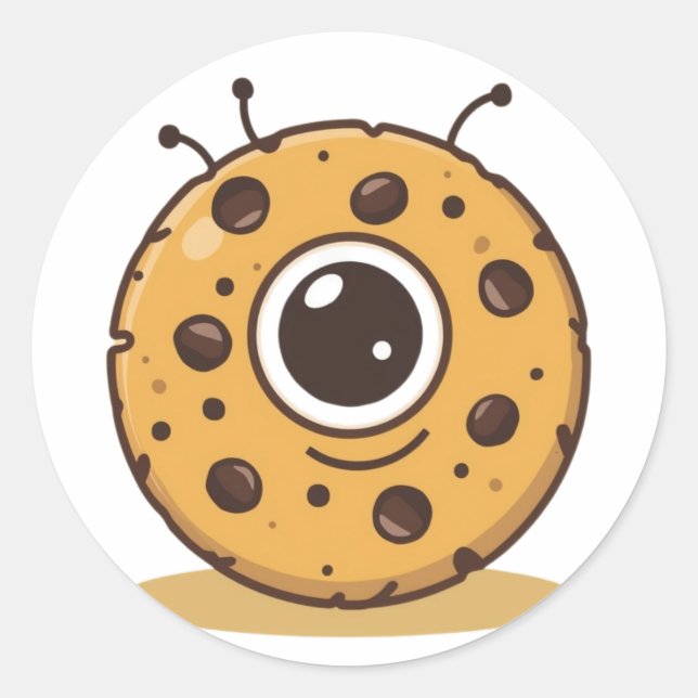 Cookie Alien – Cute Funny Dessert Art Classic Round Sticker (Front)