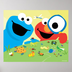 Cookie and Elmo Looking for Bugs Poster