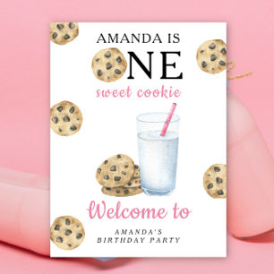 Cookie and Milk 1st Birthday Party  Poster