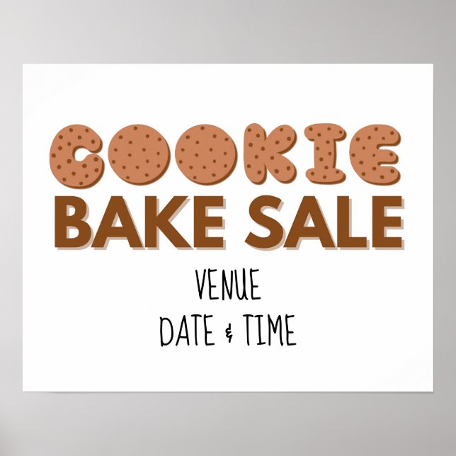 Cookie Bake Sale Sign, Fundraising Sale Poster (Front)